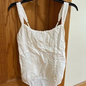 Abercrombie & Fitch White Smocked Bodysuit